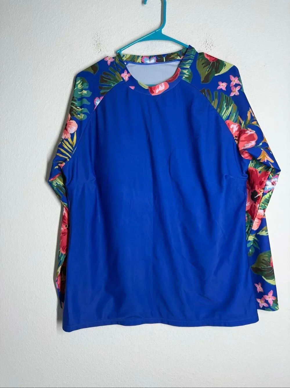 Womens Floral Rash Guard Swim Top Built In Bra Beach Surf Plus 2XL - Picture 2 of 11